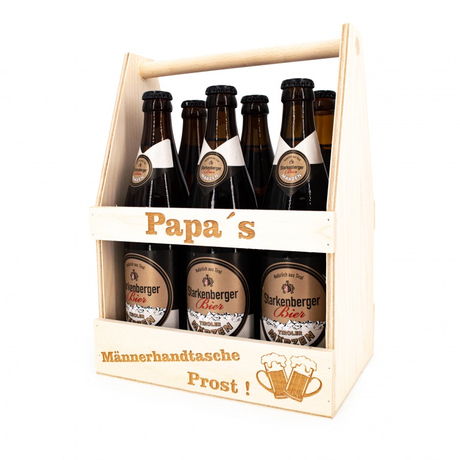 Männerhandtasche mit Papa Gravur  Kronkorkenhalter & Trinkspiel