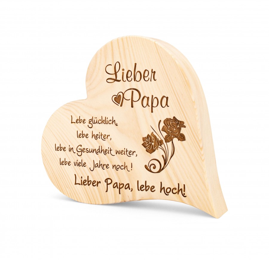 Zirbenherz Lieber Papa 25cm  Kronkorkenhalter & Trinkspiel