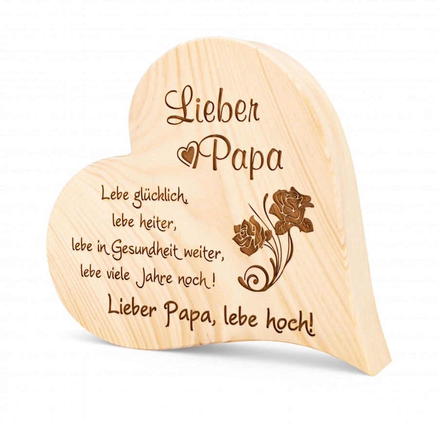 Zirbenherz Lieber Papa 30cm  Kronkorkenhalter & Trinkspiel